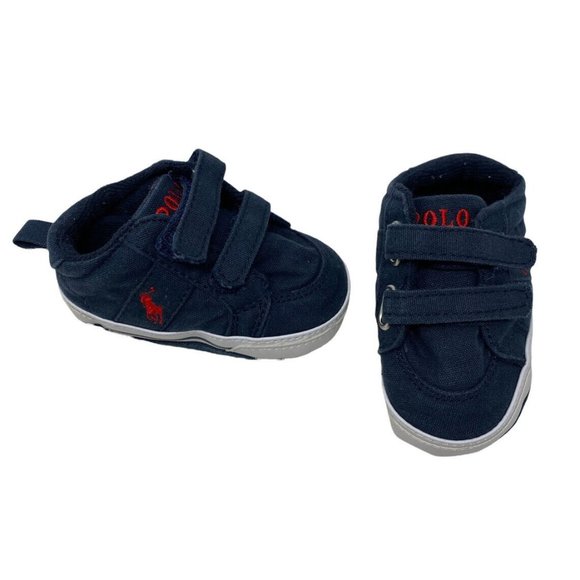 Polo Ralph Lauren Other - Baby Crib Shoes Polo Ralph Lauren Hook Loop Horse Logo Shoes  Navy Blue Red USA